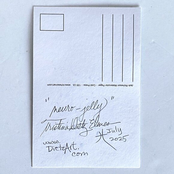 Neuro Jelly Original Wall Art Jellyfish Neurographic Watercolor Painting 4x6in - Picture 5 of 5